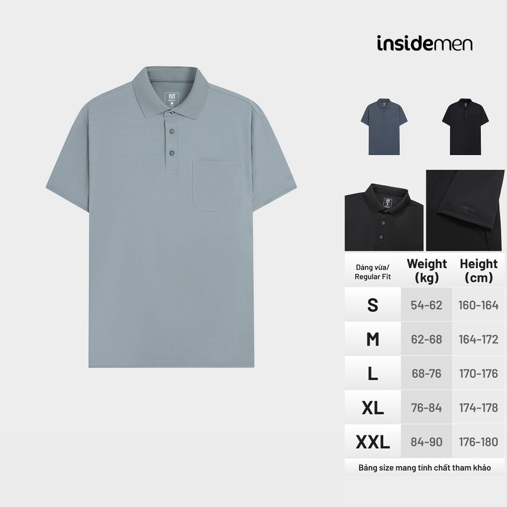 Áo Polo Nam Họa Tiết Insidemen Regular thun mịn co giãn, thoáng khí, tốn dáng IPS241AS0