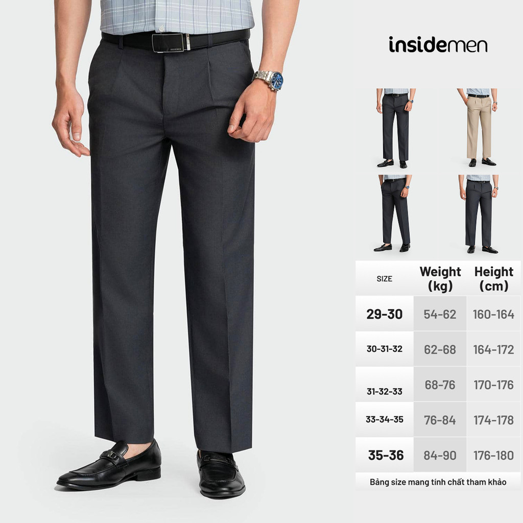 Quần tây nam trung niên ống suông INSIDEMEN chất vải polyester bền màu form classic cao cấp 6TR0010Z