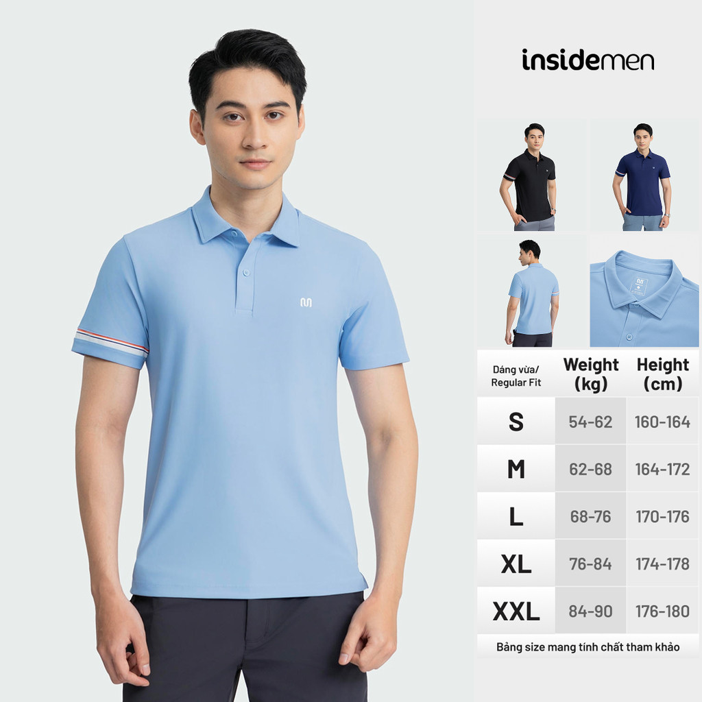 Áo Polo Nam Ngắn Tay Insidemen Chất Liệu Vải Freezing Polyamide Thoáng Mát, Phong Cách Hàn Quốc Trẻ Trung IPS016AZ