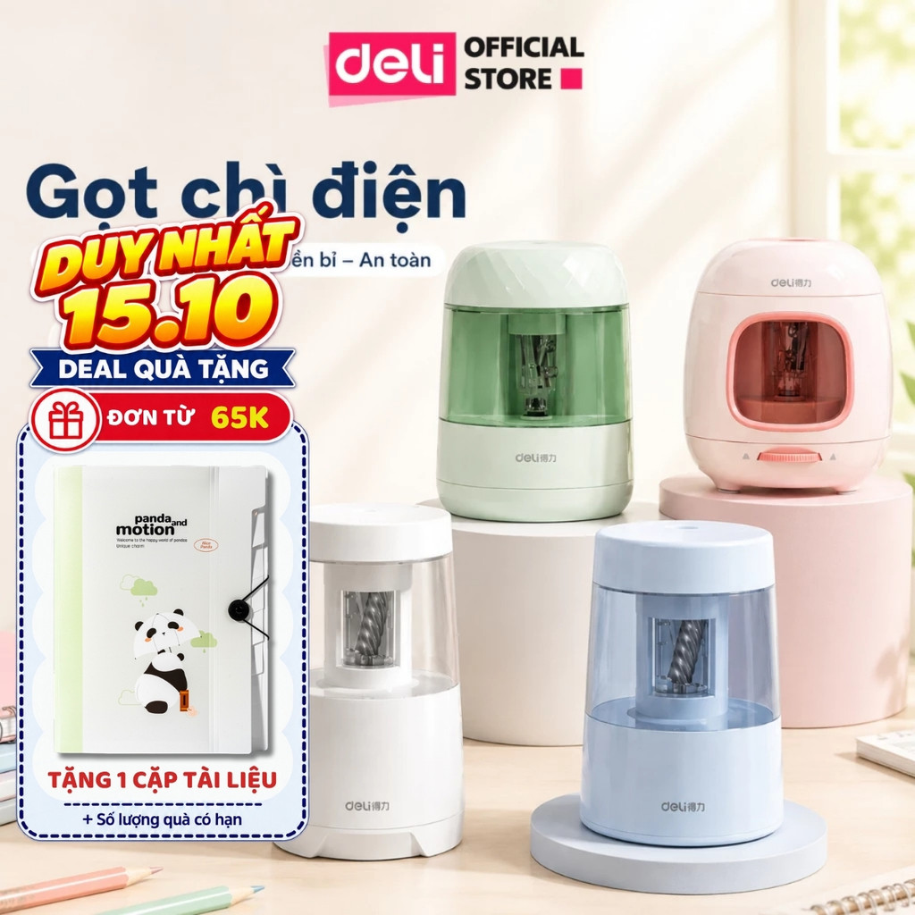 [🔥15/10 TẶNG CẶP TÀI LIỆU] Gọt Chì Điện Deli 3 Chế Độ Tự Động Máy Chuốt Bút Chì Nhanh, Phù Hợp Cho Học Sinh Văn Phòng