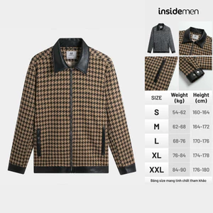Áo Khoác Nam 2 Lớp Caro Nhí INSIDEMEN IJK026BZ Regular Fit Cổ Đức Giữ Ấm Tay Dài