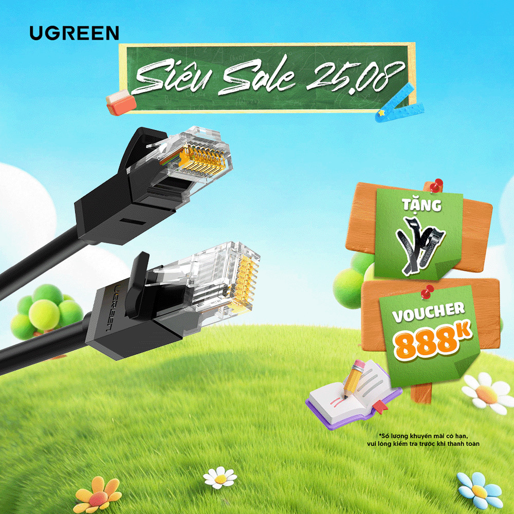 Cáp mạng Cat6 UGREEN NW102 | Lõi 26AWG CCA nhôm mạ đồng sử dụng mạng Ethernet / RJ45 | Bảo hành 18 tháng 1 Đổi 1 – 50173