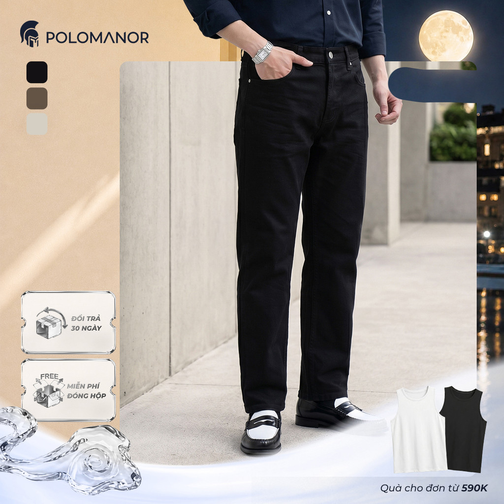 [DEAL LỄ TRUNG THU] Quần ống rộng nam cao cấp KAKI STRAIGHT, BST SMART CASUAL, thoải mái, dễ phối - POLOMANOR