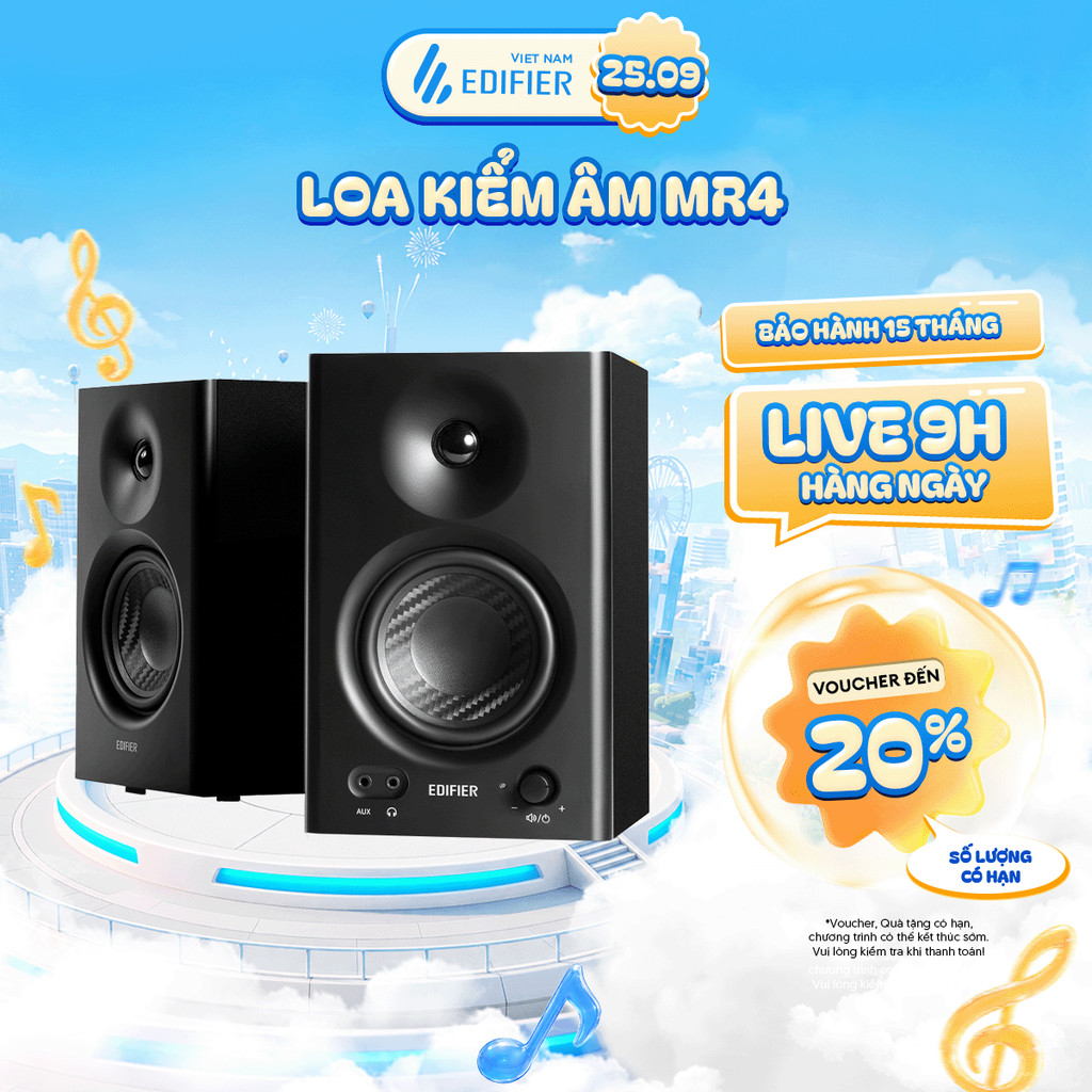 Loa Kiểm Âm Chuẩn Studio EDIFIER MR4/MR3/MR5 42W - Công nghệ DSP/ADC Cho Âm Cao Chi Tiết - Chế Độ Kép-15 Tháng Bảo Hành