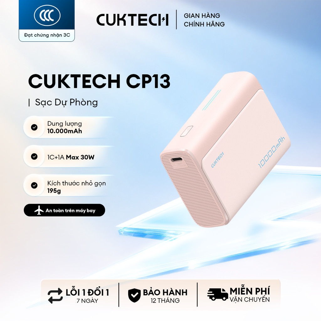 Sạc CUKTECH CP13/CP133L Kèm Cáp | Sạc Nhanh 30W Max | Dung Lượng 10.000mAh | Bảo Hành 18 Tháng LPB100 PB100S
