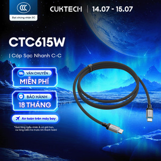 Cáp Sạc Nhanh CUKTECH CTC615W C-C 1.5m | Công Suất Sạc Max 240W (6A) | Truyền Dữ Liệu 480 Mbps | Bảo Hành 18 Tháng