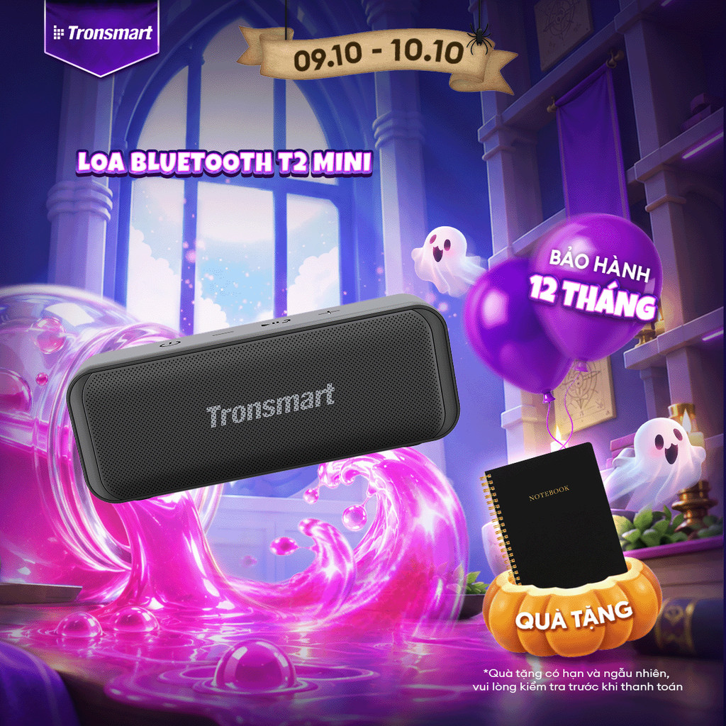 Loa Bluetooth Tronsmart T2 MINI | Công Suất 10W | Chơi Nhạc Đến 18h | Kháng Nước IPX7 | Bluetooth 5.3 | BH 12 Tháng