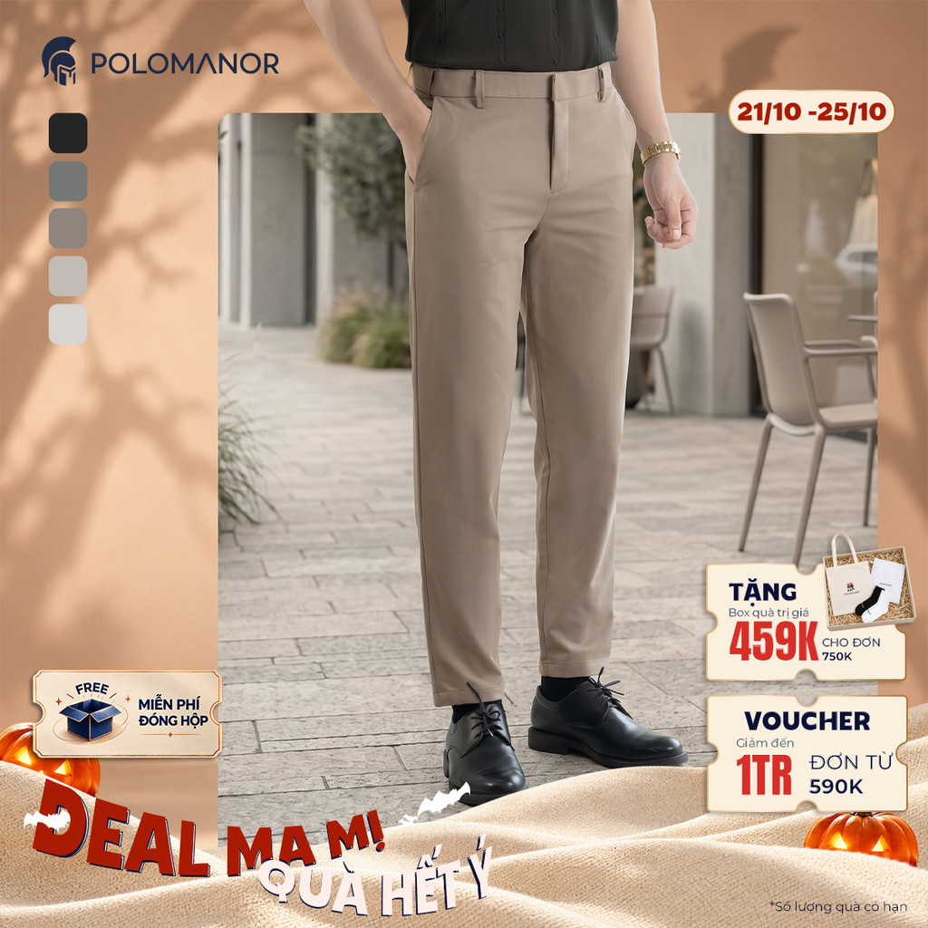 [BEST SELLER] Quần dài kaki nam SD, chất liệu Kaki gân Hàn Quốc chuẩn form tôn dáng sang trọng - POLOMANOR