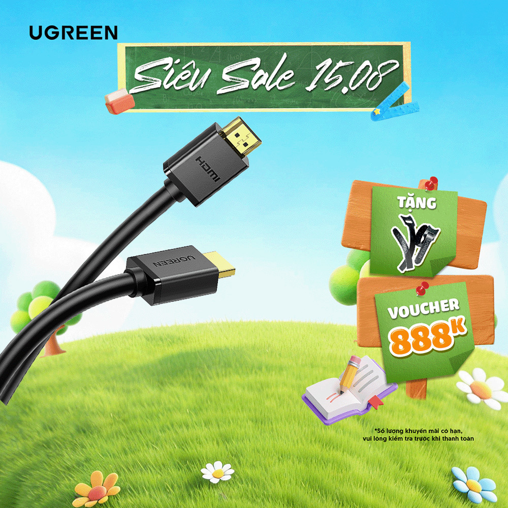 Cáp HDMI 2.0 tốc độ cao Ugreen HD104 Dùng cho Xiaomi Mi Box PS4 | Cổng kết nôi 1080P | Bảo hành 18 tháng 1 đổi 1 10106