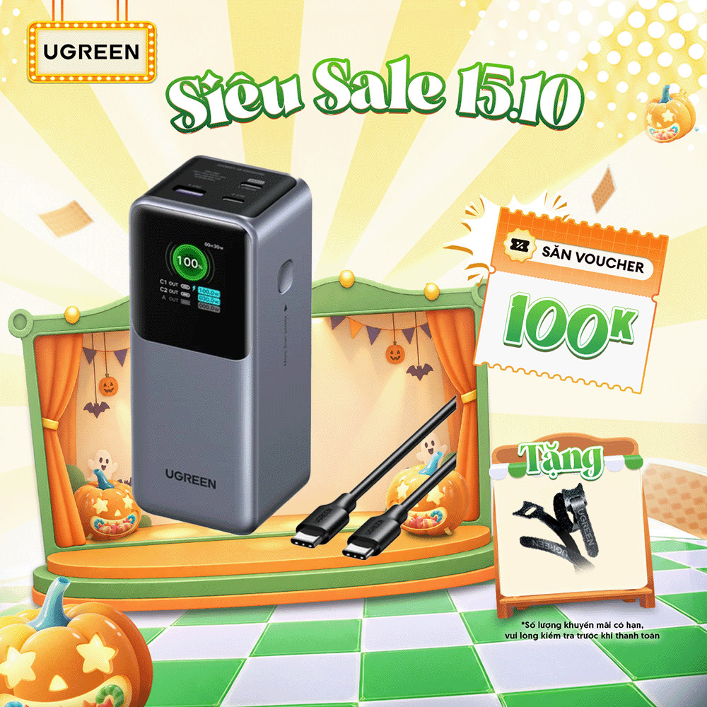 Pin sạc dự phòng Ugreen Nexode 100W/130W/165W/200W | Màn LED hiển thị cao cấp | Chính hãng - Bảo hành 18 tháng 1 đổi 1