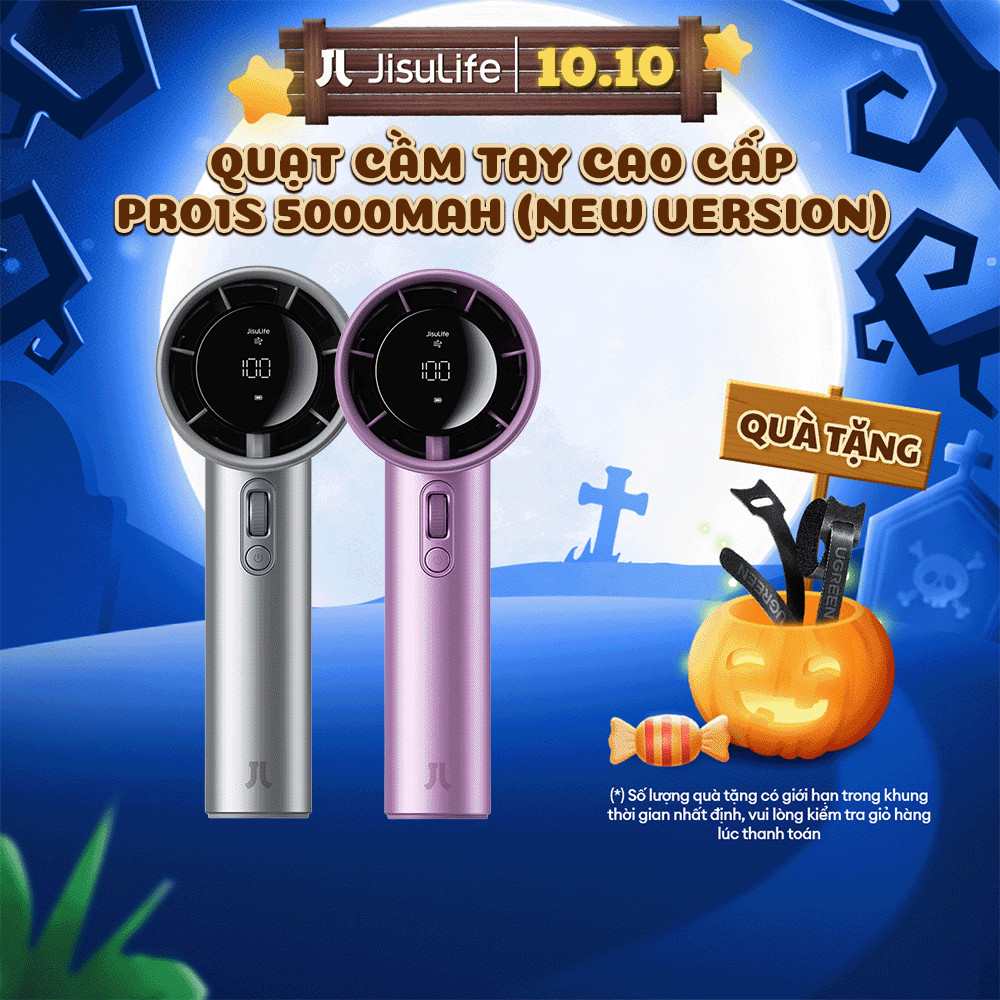 Quạt Cầm Tay Cao Cấp JISULIFE Pro1S 2026 Sử Dụng Đến 40H | Con Lăn 100 Cấp Gió | Màn Hình LED | Bảo Hành 12th Chính Hãng