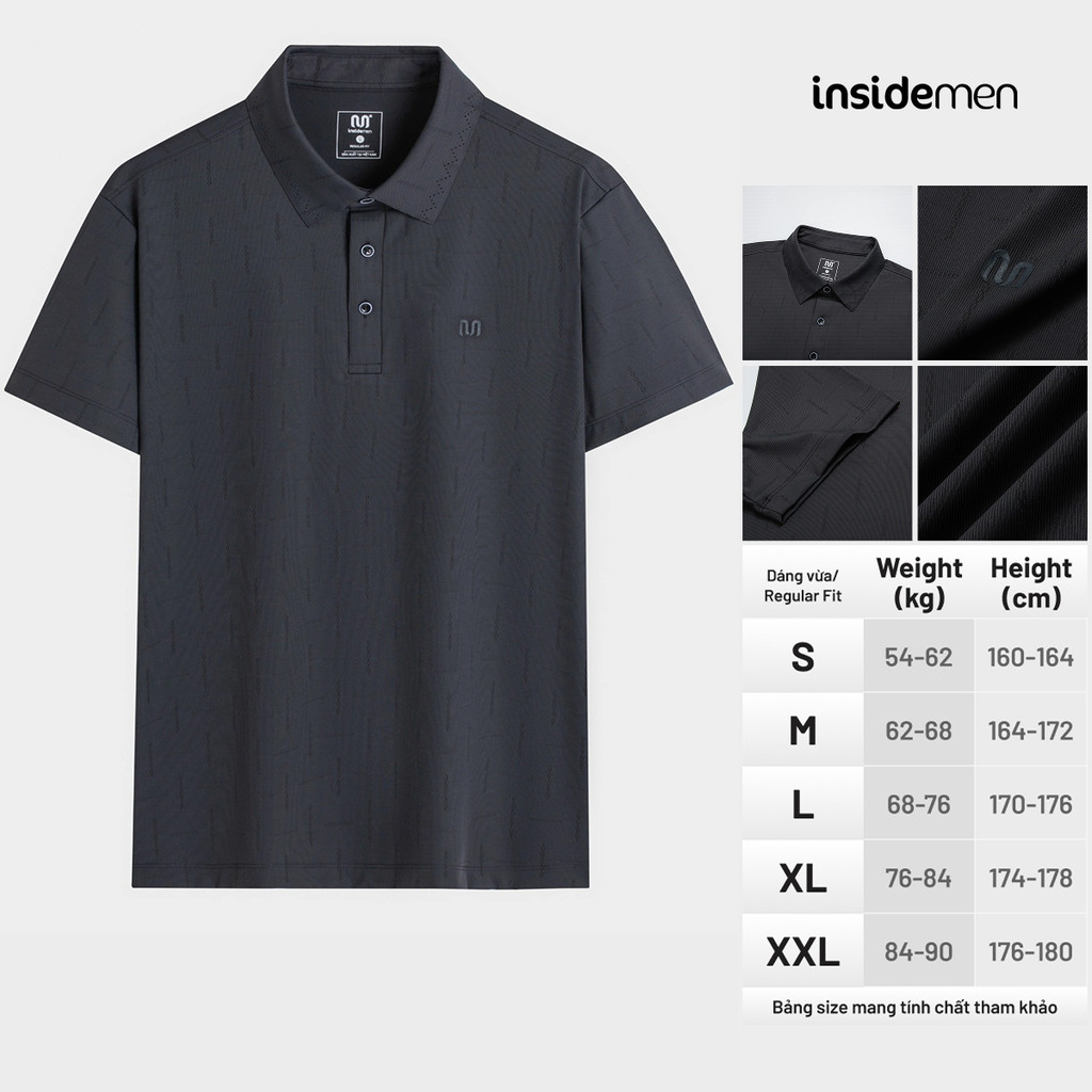 Áo Polo Nam tay ngắn Insidemen Regular Fit Polyester mặt vải trơn mát mịn thoáng khí mau khô IPS080AS1