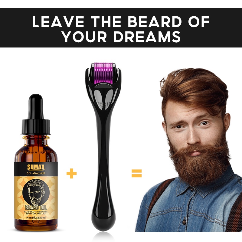 Mô tả Bộ tăng trưởng râu 30ml Con lăn râu Dầu tăng trưởng râu nam với con lăn râu Con lăn Microneedle - 5