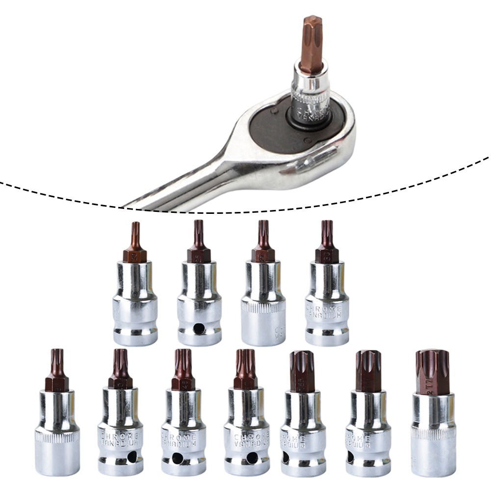 [Smellshi] 1 Mũi tuốc nơ vít đầu Torx T20-T70 Torx Bit Ổ cắm 1 / 2 inch Cờ lê ổ cắm