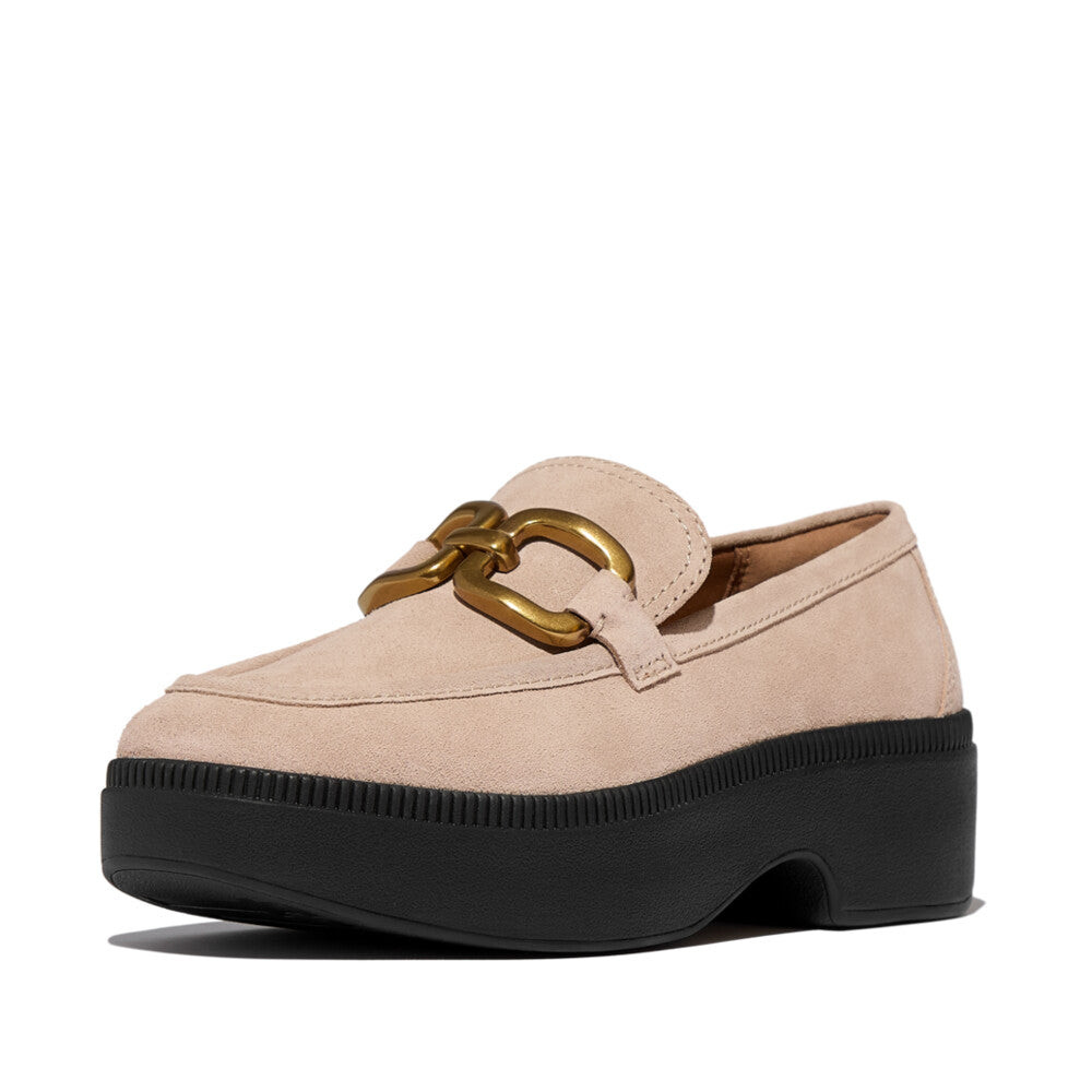 Giày Loafer Nữ F-LUMA SQUARE-CHAIN SUEDE DEMI-WEDGE E3U-B41