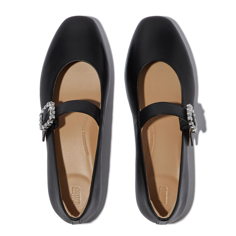 Giày Mary Jane Nữ DELICATO CRYSTAL-BUCKLE LEATHER MARY JANES E3J-001