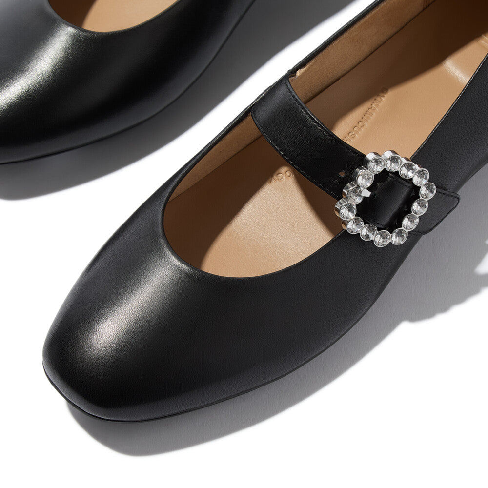 Giày Mary Jane Nữ DELICATO CRYSTAL-BUCKLE LEATHER MARY JANES E3J-001