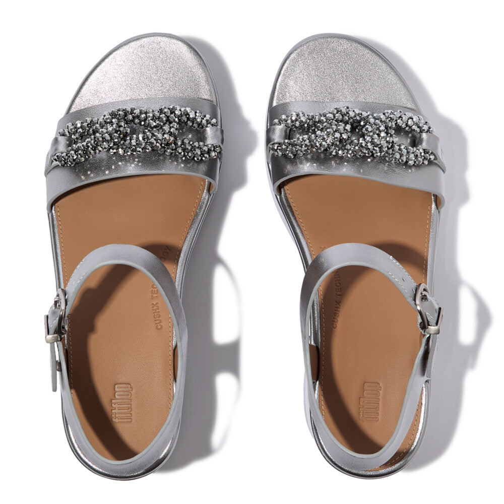 Giày Sandals Cao Gót Nữ PLATFFORMS BEADED-CHAIN HEELED ANKLE-STRAP E6C-C91