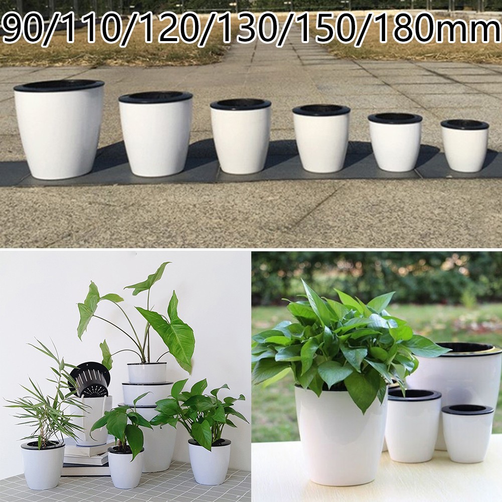 < cosyh > Chậu hoa bằng nhựa tròn tự tưới cây tự động Trang trí sân vườn Văn phòng tại nhà