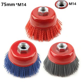 [FUXIN] 75mm * cho M14 Cup Bàn chải mài mòn Nylon Bánh xe đánh bóng góc Công cụ mài 4Inch
