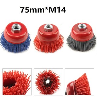 [FUXIN] 75mm * cho M14 Cup Bàn chải mài mòn Nylon Bánh xe đánh bóng góc Công cụ mài 4Inch