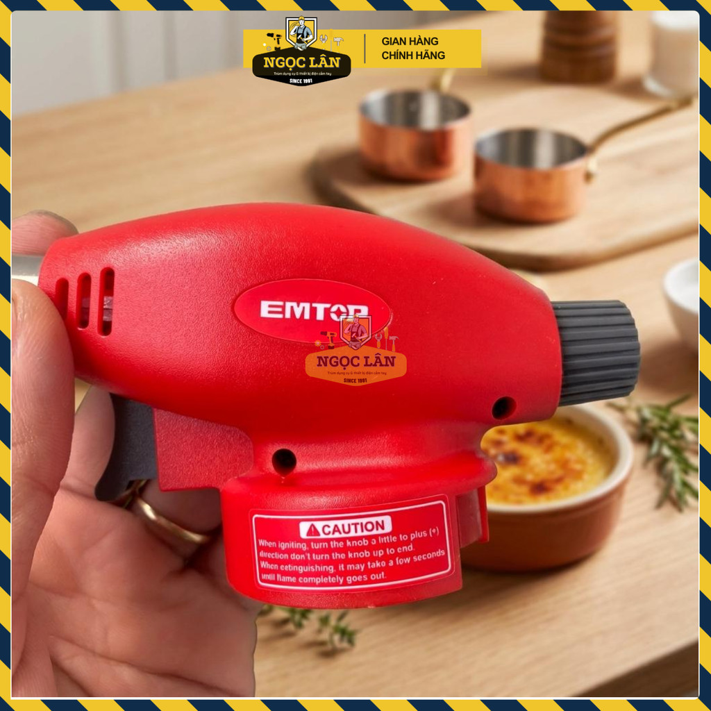 Khò Gas Cầm Tay EMTOP EMFG1602 Đánh Lửa Tự Động, Điều Chỉnh Nhiệt Độ 1300°C, Đa Năng