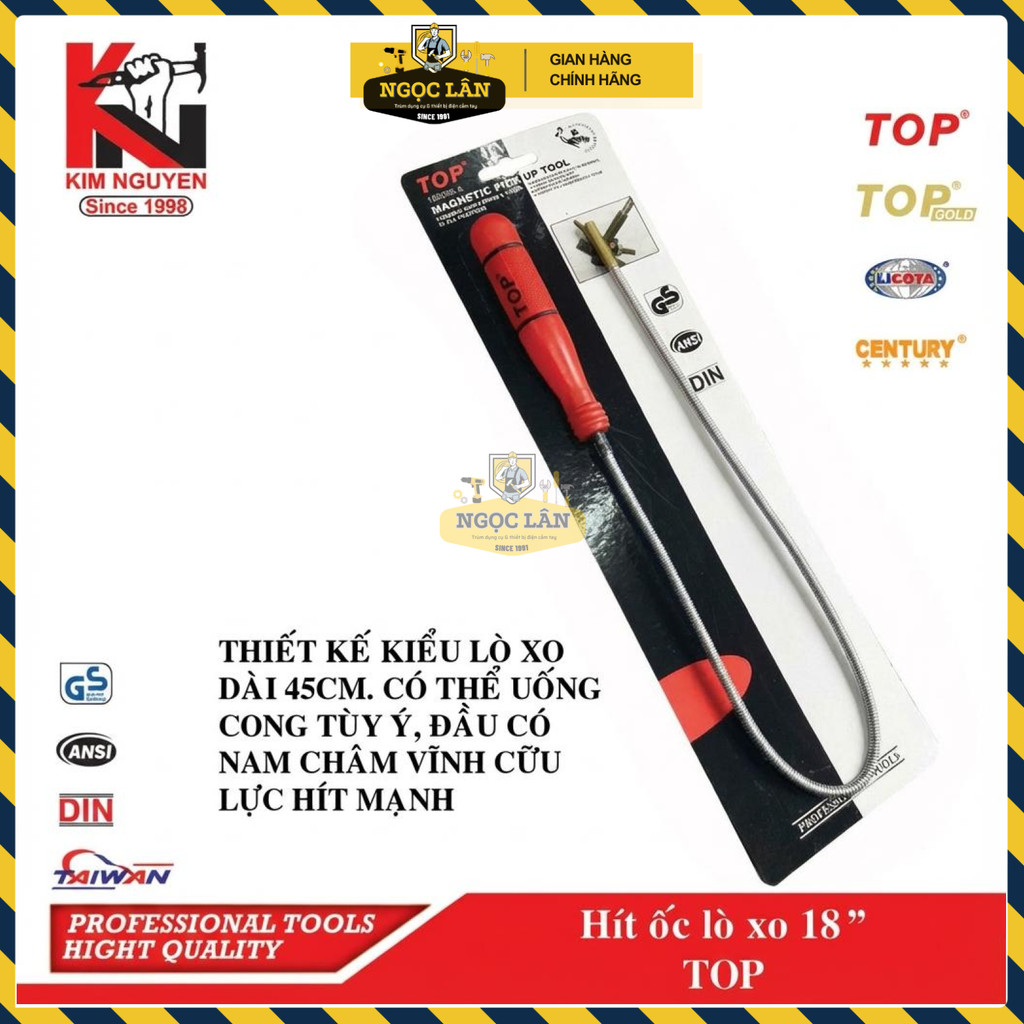 [Chính hãng] Dụng Cụ Hít Ốc Lò Xo 18 Inch TOP Thân Uốn Cong Nam Châm Hút Vật Kim Loại Trong Góc Hẹp
