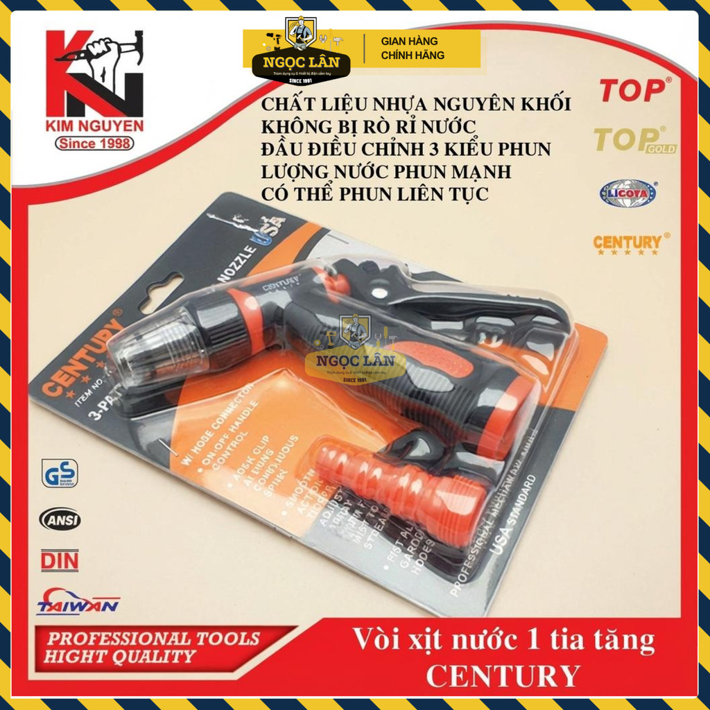 Vòi Xịt Nước Rửa Xe Và Tưới Cây Century 1 Tia Có Chỉnh Đa Năng Tiết Kiệm Nước