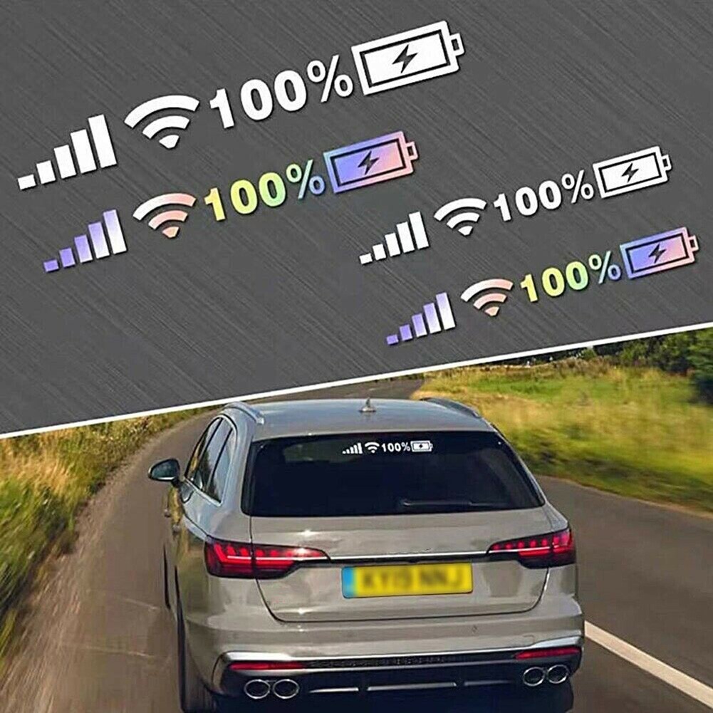 Đất-vn ❤️Wifi Mức Pin Tín Hiệu Xe Vinyl Phản Quang Dán Vui Đề Can Trở Lại 25cm