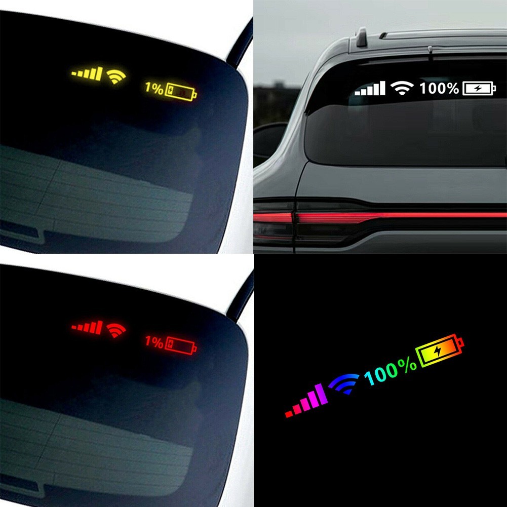 Đất-vn ❤️Wifi Mức Pin Tín Hiệu Xe Vinyl Phản Quang Dán Vui Đề Can Trở Lại 25cm