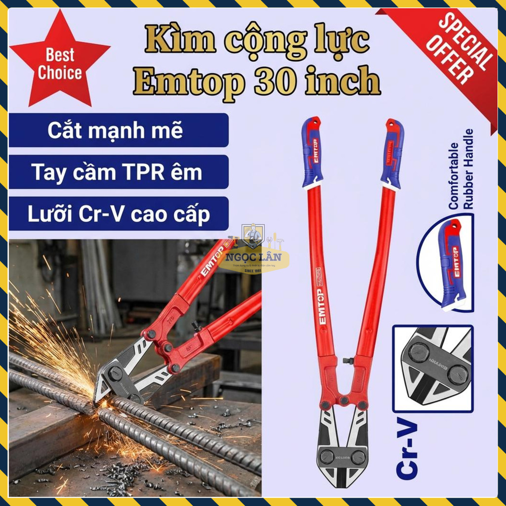 Kìm Cộng Lực Emtop 30 Inch Lưỡi Cr-V Cao Cấp, Cắt Mạnh Mẽ