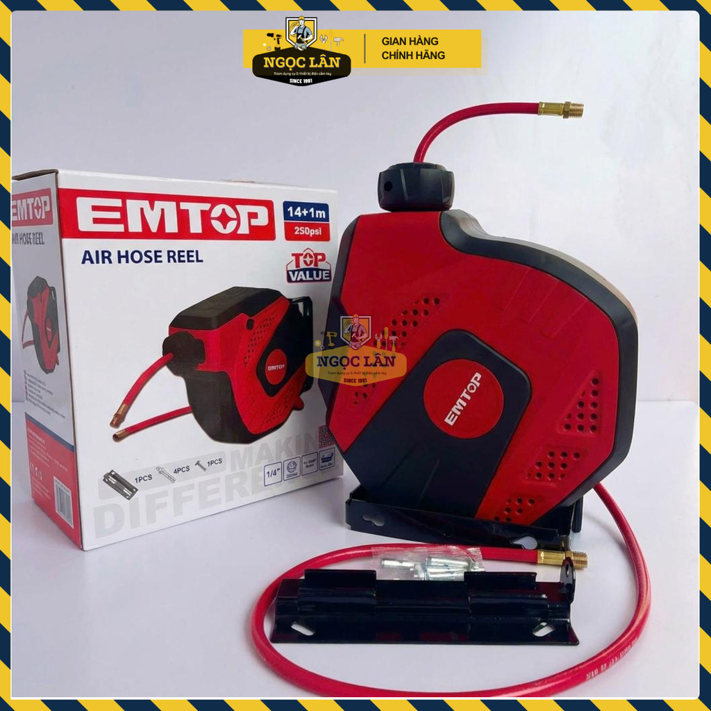 Ống Treo Dây Hơi Khí Nén Emtop Tự Động Khóa, Dừng An Toàn, 14+1m