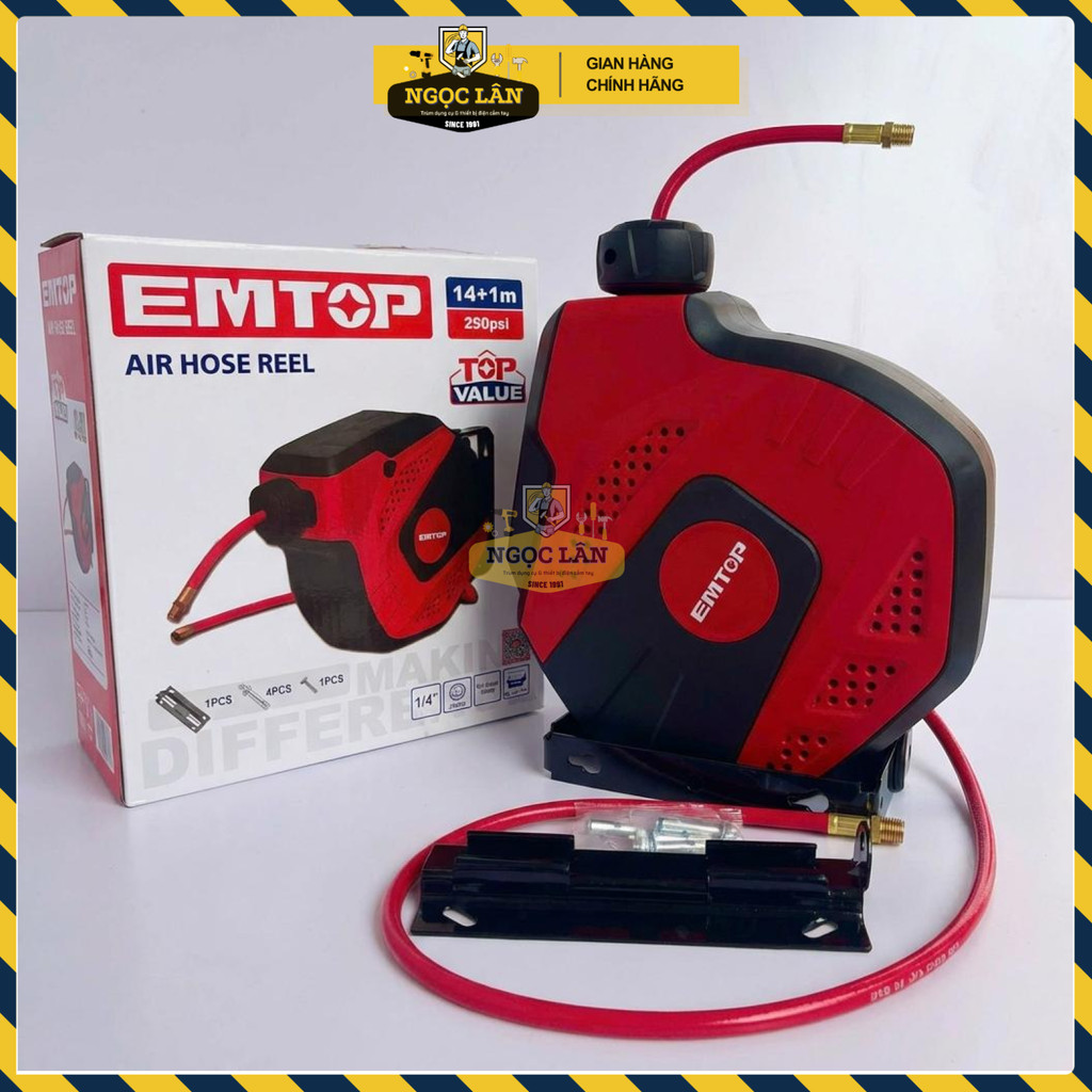 Ống Treo Dây Hơi Khí Nén Emtop Tự Động Khóa, Dừng An Toàn, 14+1m