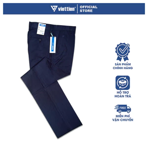 VIETTIEN SALE - Quần Tây Việt Tiến, Màu Navy, Họa Tiết Trơn, Form Regular Chất liệu Cao cấp