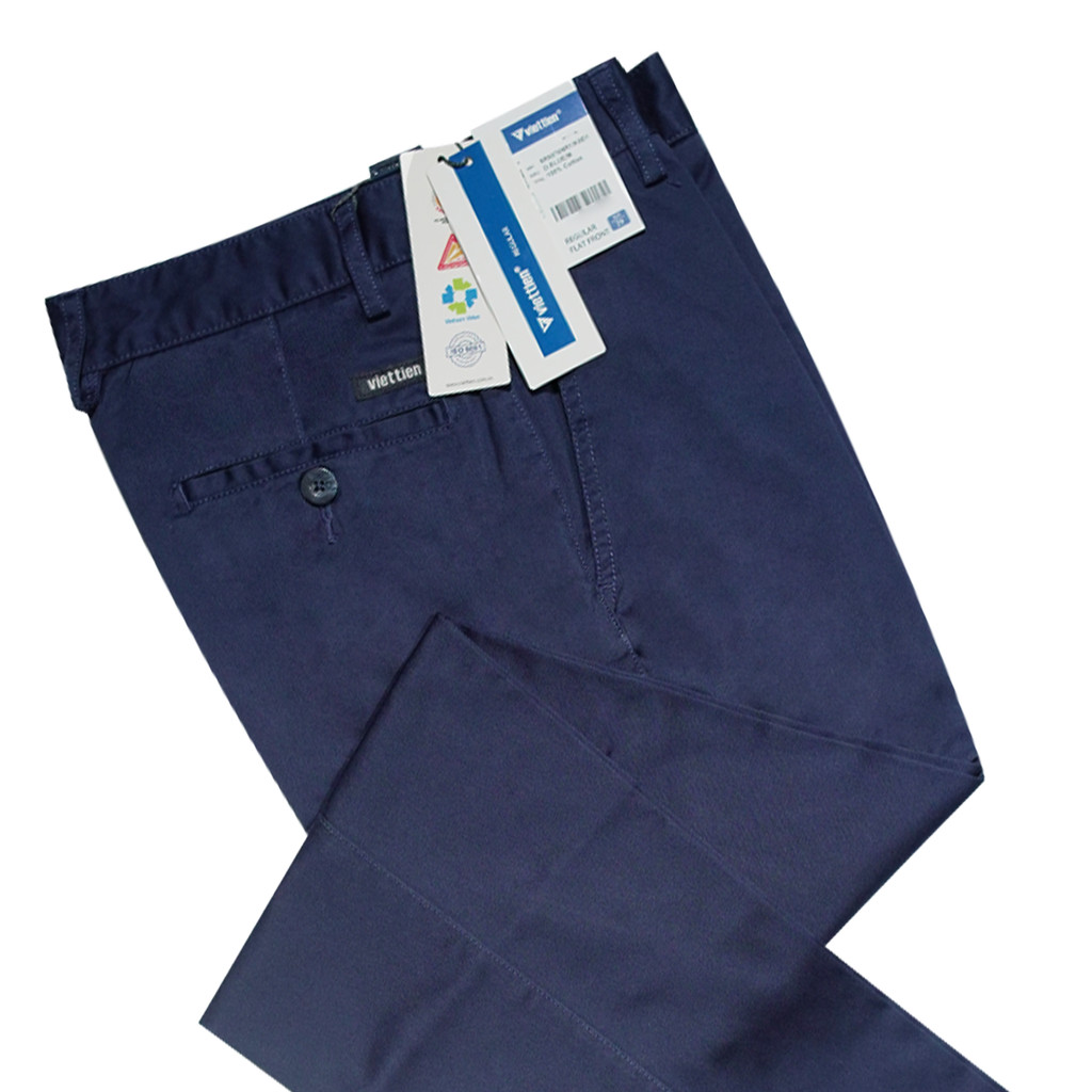 VIETTIEN SALE - Quần Khaki Việt Tiến, Xanh Đen, Họa Tiết Trơn, Form Regular Chất liệu Cao cấp
