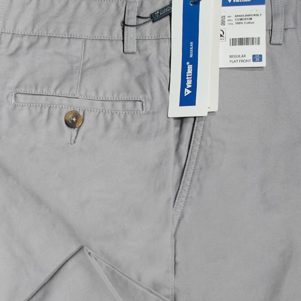 VIETTIEN SALE - Quần Khaki Việt Tiến, Màu Xám, Họa Tiết Trơn, Form Regular Chất liệu Cao cấp