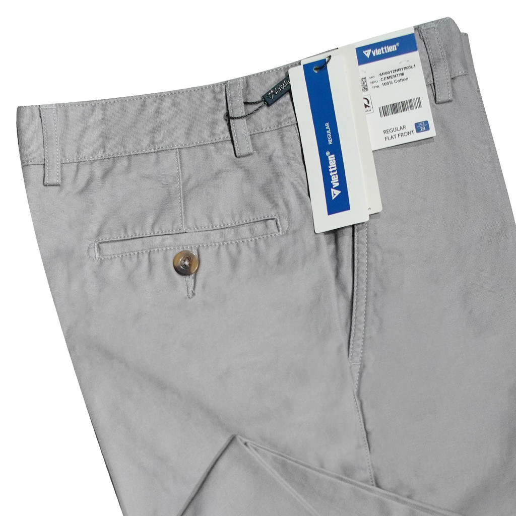 VIETTIEN SALE - Quần Khaki Việt Tiến, Màu Xám, Họa Tiết Trơn, Form Regular Chất liệu Cao cấp
