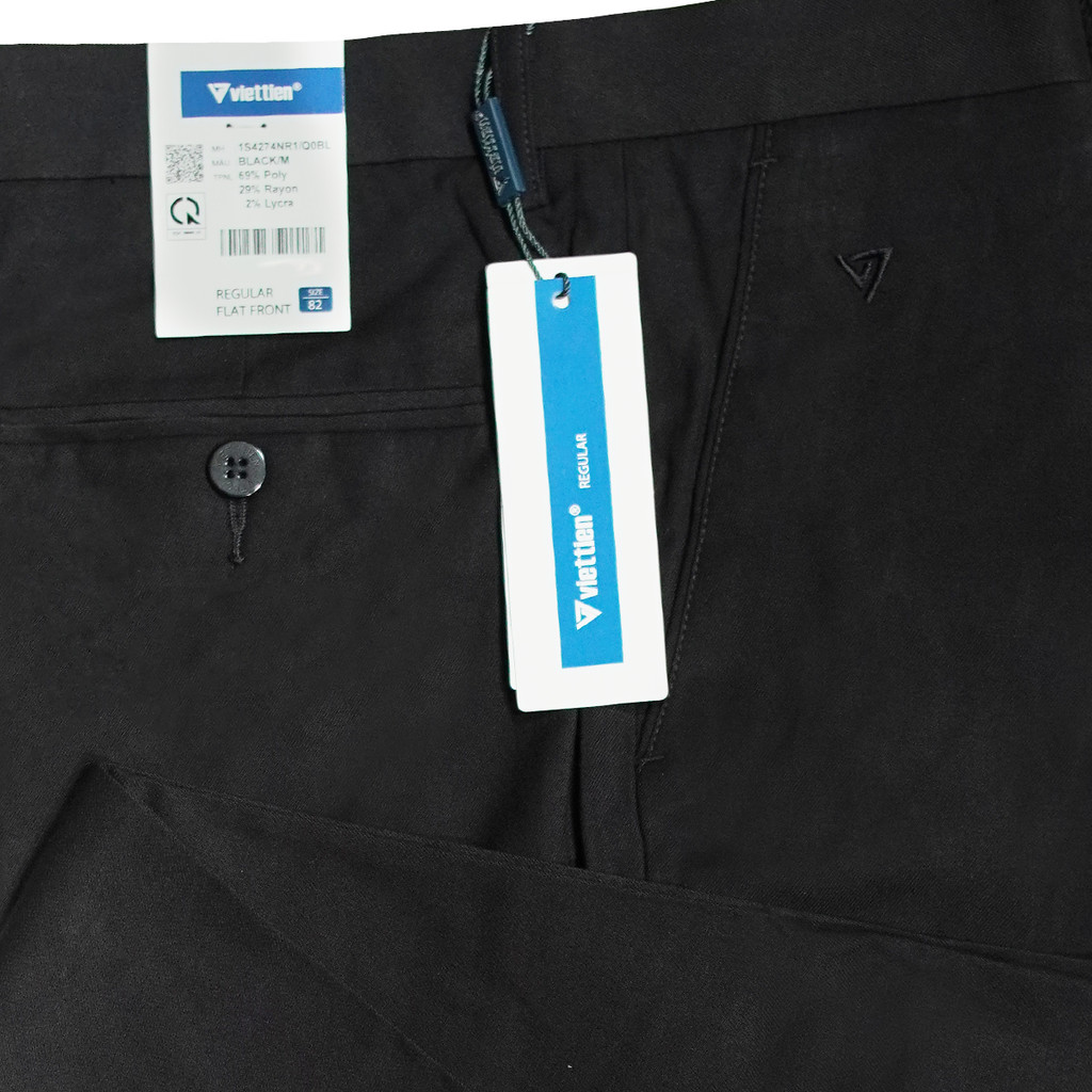 VIETTIEN SALE - Quần Tây Việt Tiến, Màu Đen, Họa Tiết Trơn, Form Regular Chất liệu Cao cấp