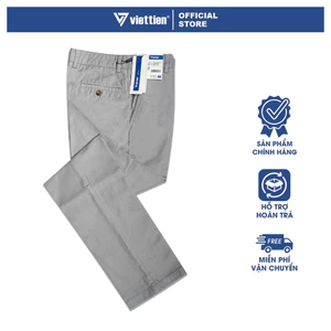 VIETTIEN SALE - Quần Khaki Việt Tiến, Màu Xám, Họa Tiết Trơn, Form Regular Chất liệu Cao cấp
