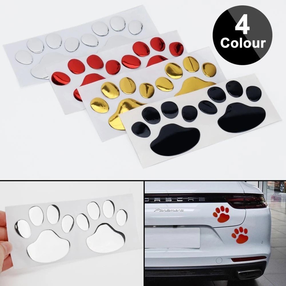 Thiết kế nhãn dán ô tô Paw 3D Động vật Chó mèo Gấu in chân Phụ kiện ô tô