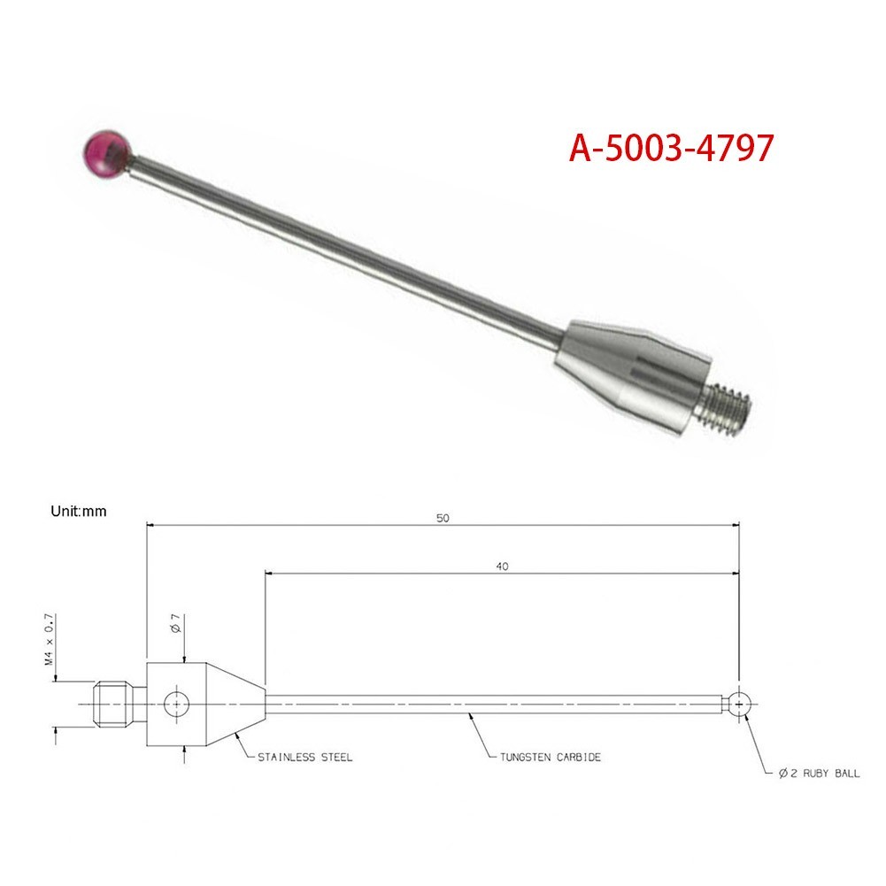 [LEYM-Giá thấp nhất] CMM Touch Probe styli Thread 2mm Ball 50mm Long CMM Stylus A-5003-4797