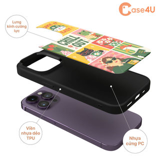 Ốp Lưng Cho iPhone Samsung, Ốp Cứng Viền Dẻo In Hình Hoạt Hình Dễ Thương Chill Vibes Collage Retro