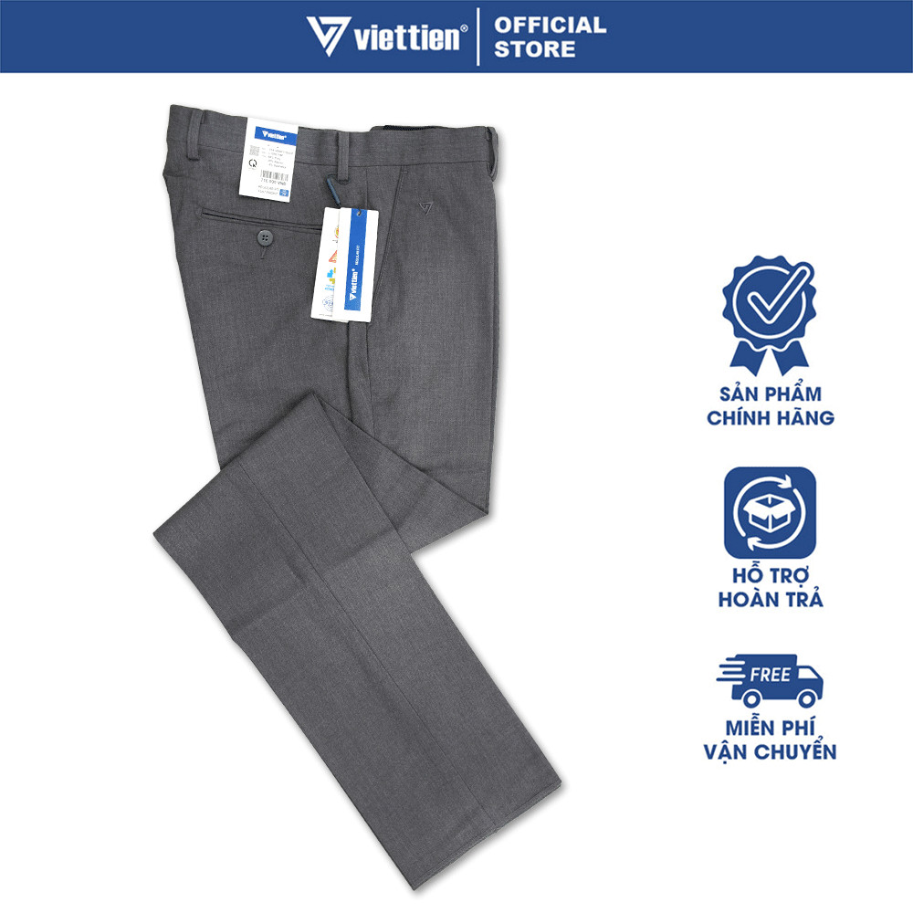 VIETTIEN SALE - QUẦN TÂY VIETTIEN, Màu Xám, Họa Tiết Trơn, Form Regular Fit, Không Ly Chất liệu cao cấp