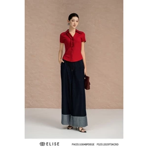 Quần denim màu chàm ống loe thiết kế Elise mã sản phẩm FW2511004BPDEGE