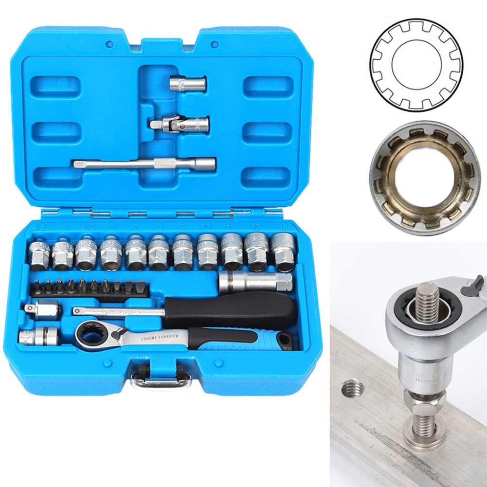 [Smellshi] 29 CÁI Core Ratchet Ổ cắm Mô-men xoắn Bộ cờ lê Công cụ sửa chữa ô tô Tuốc nơ vít