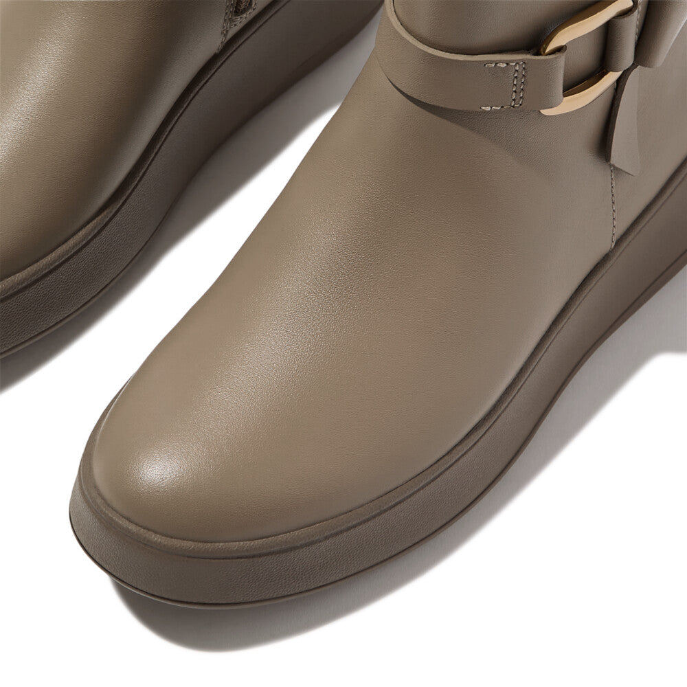 Giày Boots Nữ F-Mode Square-Ring Leather Flatform
