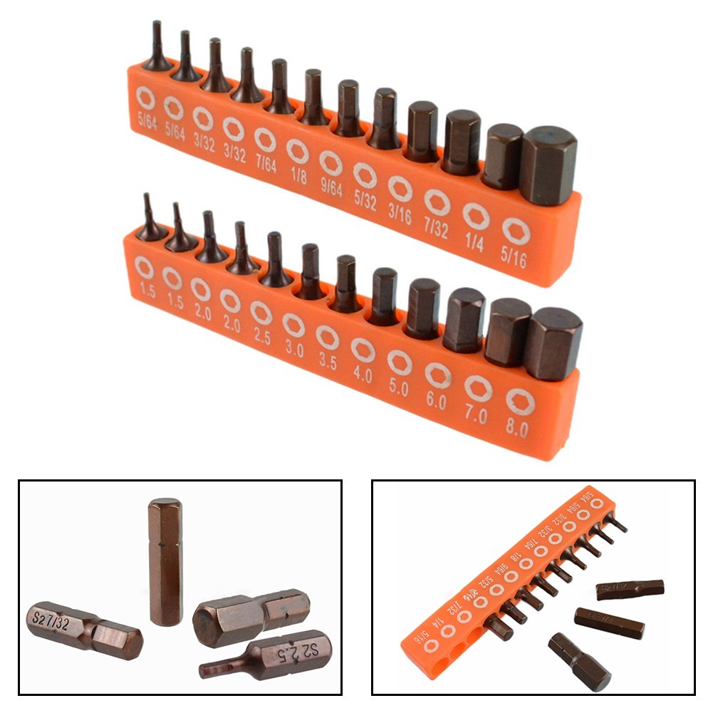 [Smellshi] 12 / 24 Bộ tuốc nơ vít lục giác từ tính 25mm 1 / 4in Mũi điều khiển chuôi lục giác