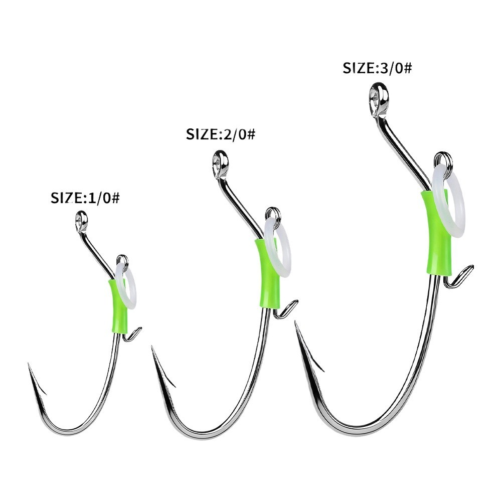 [GIGGLE] 10 Chiếc Dạ Quang Sống Tôm Móc Thép Carbon Sống Mồi Câu Cá Cho Grouper
