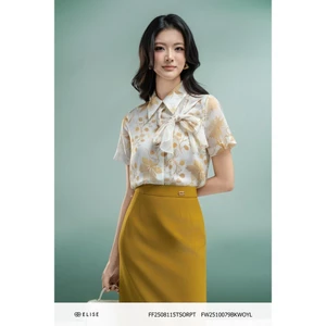 SM tơ họa tiết hoa dây buộc nơ lệch thiết kế Elise mã sản phẩm FF2508115TSORPT