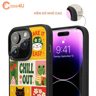Ốp Lưng Cho iPhone Samsung, Ốp Cứng Viền Dẻo In Hình Hoạt Hình Dễ Thương Chill Vibes Collage Retro